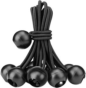 Zhoubin Ball Bungee Cords, 4 Inch Black Tie Down Cord, 10 Pcs