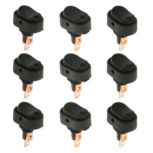 9PACK 12V/30A/3-pin Round Toggle LED Switch Blue+Green+Red for Cars, Boats,