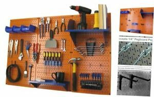Pegboard Organizer  4 ft. Metal Storage Orange Pegboard Blue Accessories