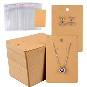 150 Set Earring Card 150 Pcs Bags Earring Card Holder Blank Kraft Paper Tags