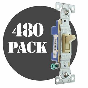 HUBBELL RS115IZ TOGGLE SWITCH, 1-POLE, GROUNDING, 15A, 120V, IVORY, (480-PACK)