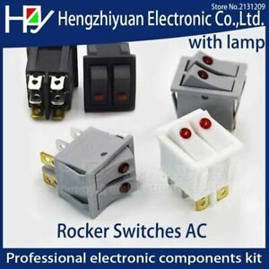 Hzy 6A250V belt cat-eye switch two gang switch double switch Black Gray White El