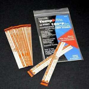 TAYLOR 8767J Taylor Temprite Dishwasher Temperature Test Strips, PK12
