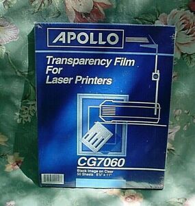 NEW  Sealed Apollo TRANSPARENCY FILM for LASER Printers Black on Clear 50/box