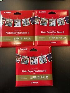 Canon Glossy Photo Paper Plus Glossy II 5x5 20 Sheets LOT OF 3 Brand New!!!