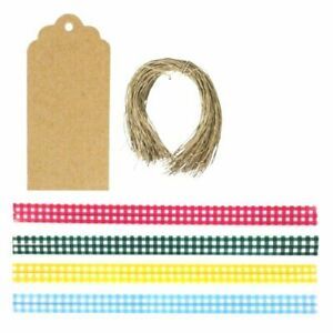 Wrapables 200pcs 4.75&#034; Gingham1 Twist Ties with 20 Scalloped Gift Tags for Baked