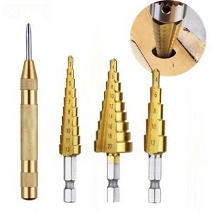 Set Woodworking Tools Hole Puncher Hole Opener Power Tools Step Drill Bit Set