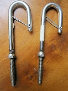 Marine Long Shank Stainless Steel Boat Hooks w/safety catch, 3&#034; threaded shank