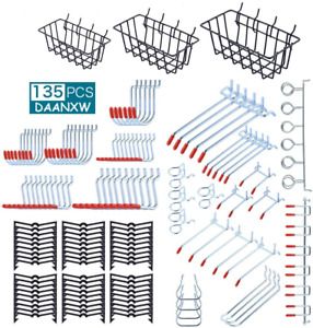 135PCS Pegboard Accessories Organizer Kit, Pegboard Attachment, Pegboard Basket