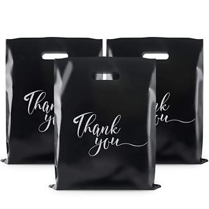 Rainbows &amp; Lilies 100 Thank You Bags, Merchandise Bags,12x15, Die Cut Handles, -
