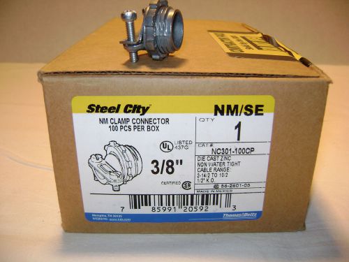 BOX OF 100 THOMAS &amp; BETTS 3/8&#034; NM CLAMP CONNECTORS