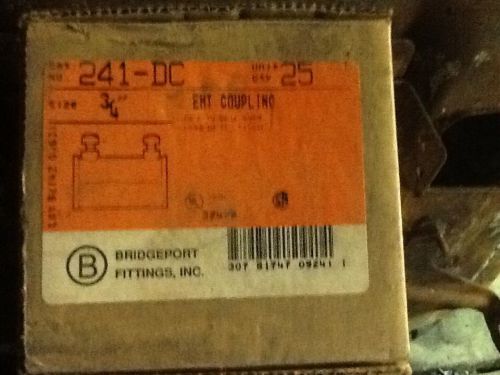 Bridgeport 241-dc 3/4&#034; emt set screw coupling box of 25 for sale