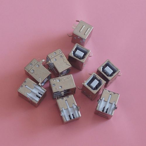 10pcs usb type-b right angle 4-pin female connector jacks socket pcb mount new for sale