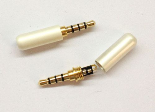 3.5mm 4 Pole Male Repair headphone Jack Plug Metal Audio Soldering &amp; White cover