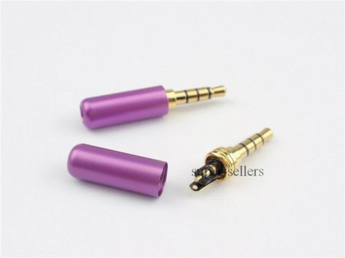 Purple 3.5mm 4 Pole Male Repair Earphones Jack Plug Connector Audio Soldering