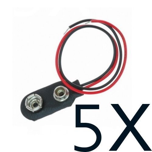 5 x 9v 9-volt battery clip / connectors - high quality cp186 for sale