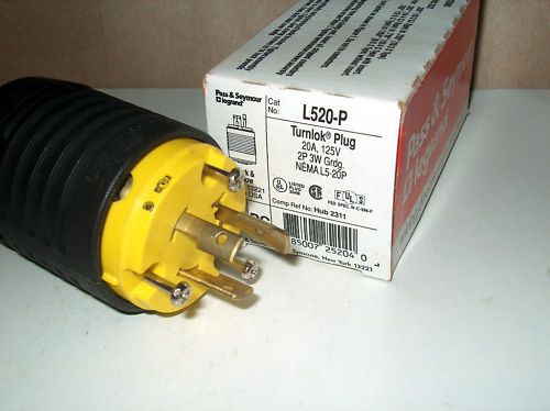 Pass &amp; seymour turnlok plug l520-p 20a 125v **new in box** for sale
