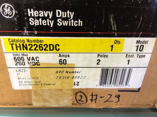 *****new*****ge disconnect switch thn2262dc 2p nfu 600v 60a nema 1 for sale