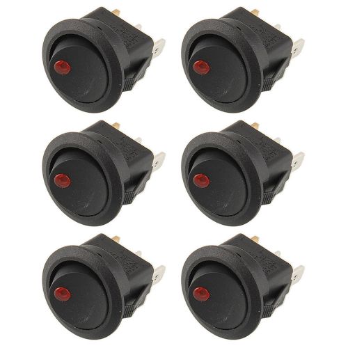 6pcs red led dot round rocker switch 3pin 19mm truck vehicle high quality for sale