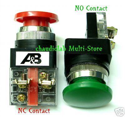 2 pcs momentary mushroom pushbutton switch 1no+1nc for sale