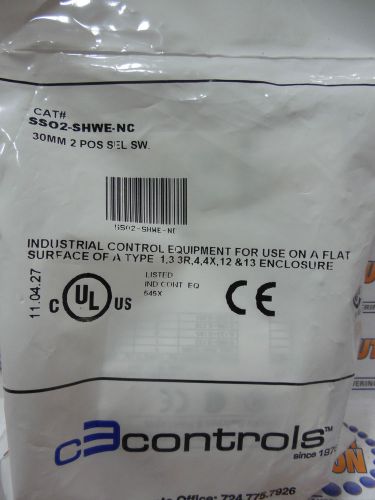 CONTROLS, SS02-SHWE-NC, 30MM 2 POSITION SELECTOR SWITCH, NC