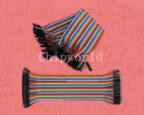 40pcs 2.54mm Dupont wire Female to Female + Male to Female 1p-1p connector 20cm