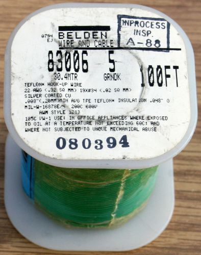 New belden 83006 5 100 ft green hook up wire awm style 1213 22 awg for sale