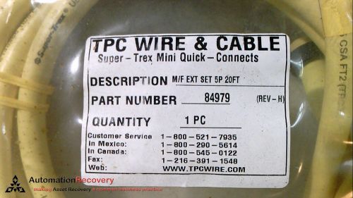TPC WIRE &amp;AMP; CABLE 84979 CABLE 5PIN MALE/FEMALE 20FOOT, NEW*