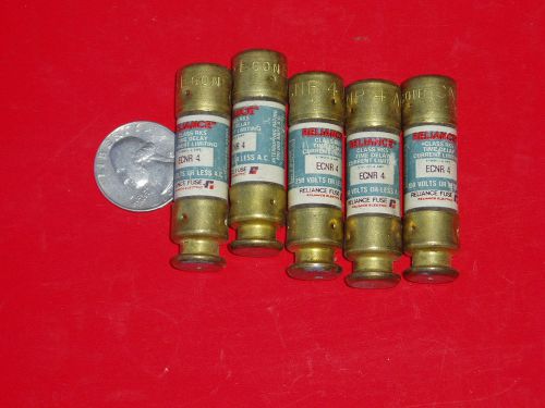 Lot of 5 pcs 250 volt ac fuses by reliance ecnr-4 rk5 type for sale