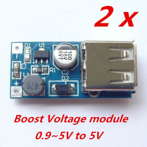 2pcs boost voltage module DC converter 1.5V 3.7V battery 0.9-5V to DC5V USB port