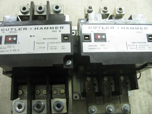 CUTLER HAMMER REVERSING CONTACTORS C832KN3 200 AM W/ C832LN1 350 AMP 120V COILS
