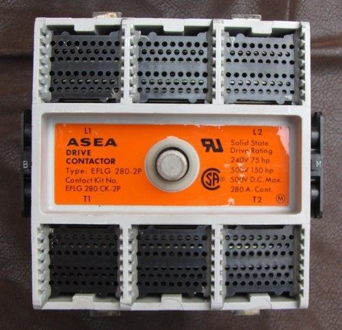 Abb eflg 280-2p 500 vdc 150 hp max 280 amp drive contactor for sale