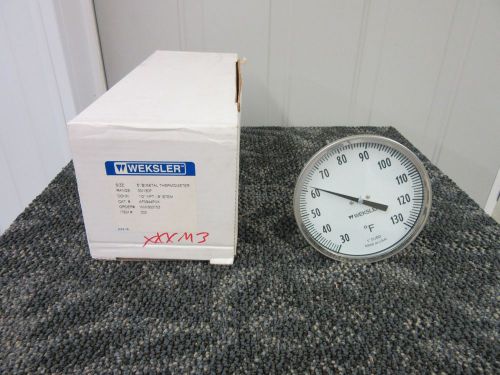 Weksler 5&#034; bimetal thermometer gauge gage dial 30-130 f 1/2&#034; npt af0944fnx new for sale