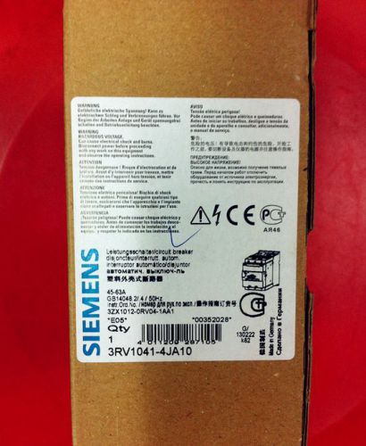 1pcs new siemens plastic case circuit breaker 3rv1041-4ja10 for sale