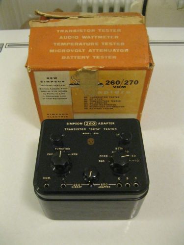 Simpson 260 vtvm adapter model 650 - transistor tester for sale