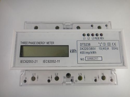 DIN Rail 230/400VAC 3 Phase Watt-hour KWH Energy Meters