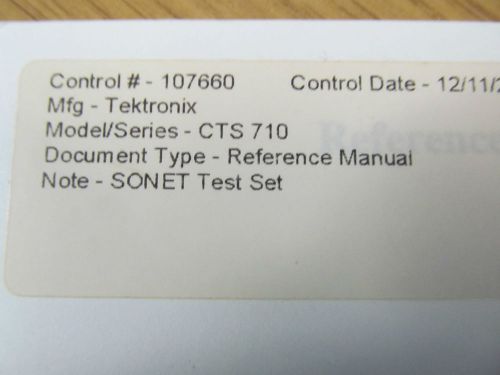 TEKTRONIX CTS710 SONET Test Set Reference Card