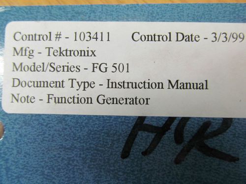 TEKTRONIX FG501 Function Generator Instruction Manual w/ Schematics.