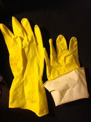 Ten (10) pair large yellow long cuff latex dish cleaning washing gloves for sale