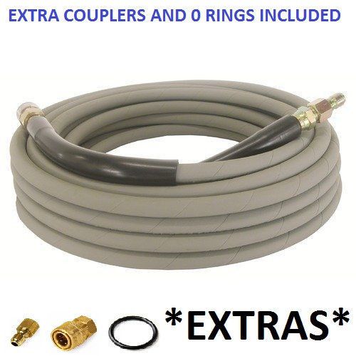 Non-Marking Pressure Washer Hose - 4000 PSI, 50ft. Length W/ Ends - 50&#039; GRAY