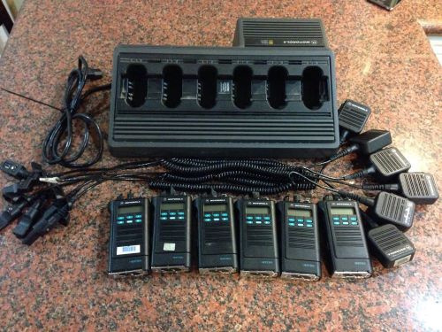 6 Motorola Astro Saber II&#039;s VHF W/encryption, Bank Charger And Speaker Mics
