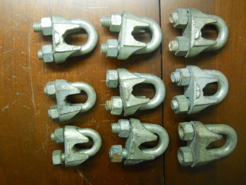 Lot of 7-  1/2 &amp; 2- 3/8 Cable / Rope Clamps