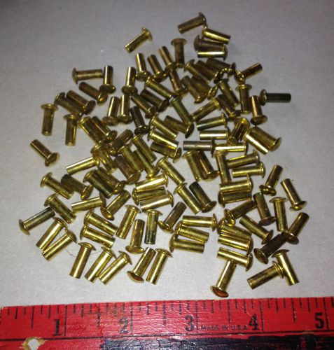 Semi-Tubular Steel brass plated Rivet, Dia.3/16&#034;, L 9/16&#034;,5/16&#034; Oval Head:100Pcs
