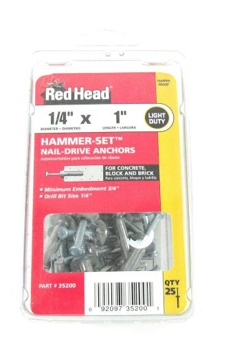 Red head 25 pack of 1/4&#034; x 1&#034; hammer set nail drive anchors - 35200 for sale