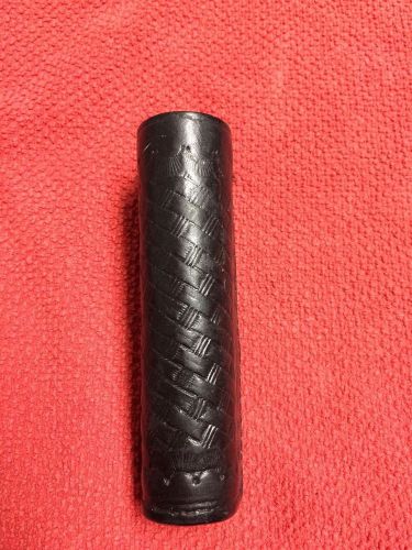 Black basket weave leather asp collapsible baton holder for sale