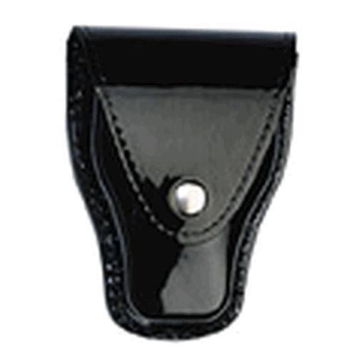 Boston Leather 5517-1-B Black Plain Brass Snap HandCuff Case Closed W/ Slot Back