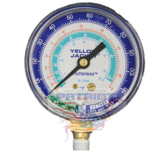 Yellow jacket 49052 2 1/2&#034; gauge °f blue compound 30&#034;-0-120 psi r-134a/404a/507 for sale