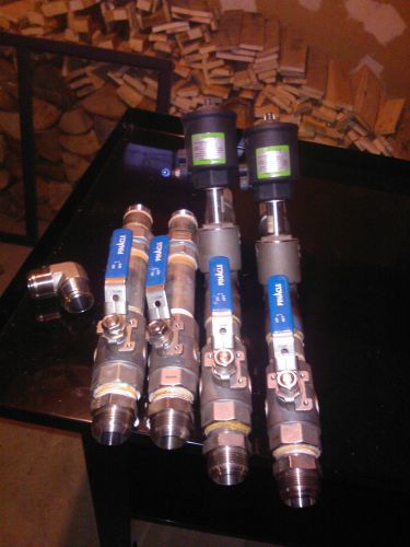 Asco joucomatic 2/2 pressure operated globe valves (x2) with 4 ball valves for sale