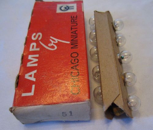Box of 10 Chicago Miniature No. 51 CM51 GE51 Globe Lamps Light Bulbs