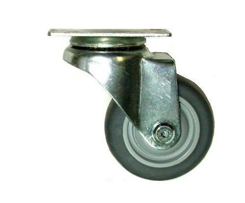 Set of 4  Plate Casters with  Soft Rubber Floor-Safe Gray Wheel 3-1/2&#034;  x 1-1/4&#034;
